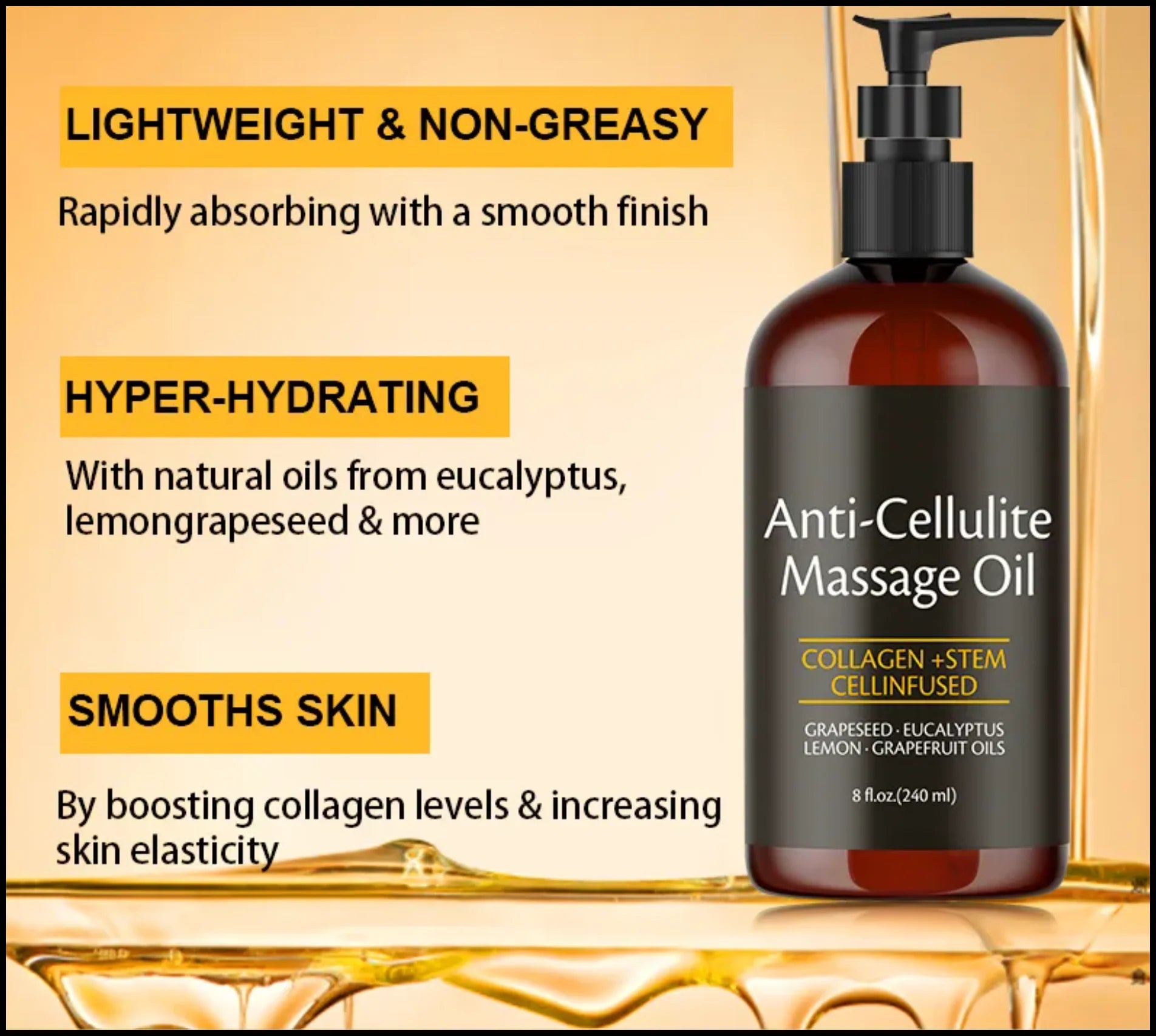 Revitalize Your Skin with M3 Naturals Firming Anti-Cellulite Body Oil – 8 Fl Oz Infused with Collagen for a Spa-Like Experience at Home